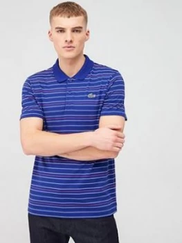 Lacoste Sports Stripe Polo Shirt - Blue, Size 4=M, Men