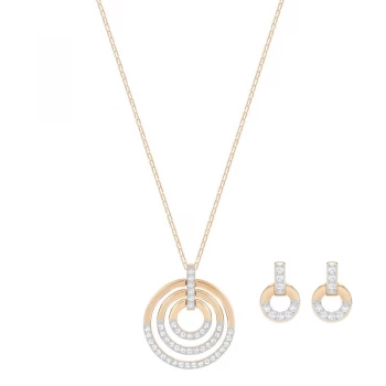 Ladies Swarovski Rose Gold Plated Circle Earring & Necklace Set