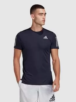 adidas Own The Run 3s T-Shirt, Navy/Silver Size M Men