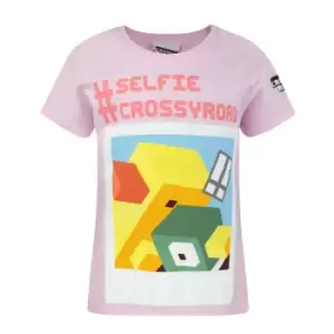 Crossy Road Childrens/Girls Selfie Short Sleeved T-Shirt (Years (5/6)) (Baby Pink)