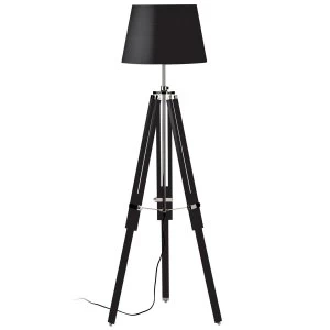 Premier Housewares Jasper Floor Lamp with Tripod Base - Black