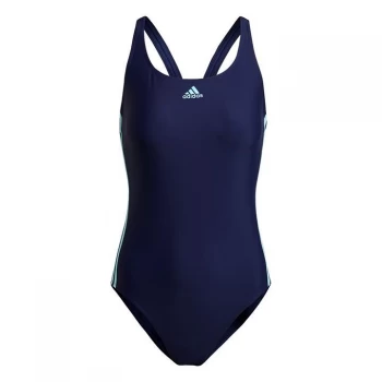 adidas Womens Fit 3-Stripes Swimsuit - Team Navy / Pulse Aqua