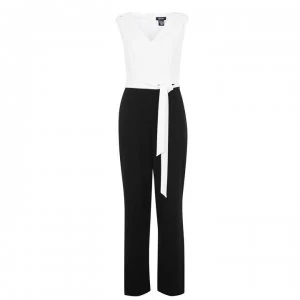 DKNY Shoulder Detail Jumpsuit - CREAM/BLACK