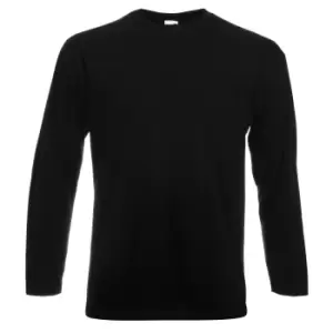 Fruit Of The Loom Mens Valueweight Crew Neck Long Sleeve T-Shirt (XL) (Black)