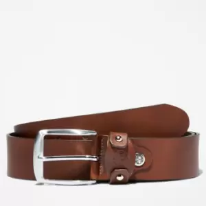 Timberland Square-buckle Leather Belt With Loop Logo For Men In Brown, Size S