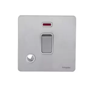 Schneider USFP 20A Switched Flex Outlet & Neon White Insert Stainless Steel - GU2414WSS