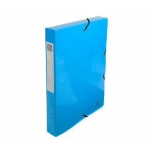 Iderama Elasticated Box File A4 40mm, 600gsm, Light Blue, Pack of 8