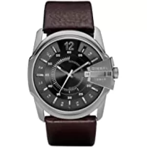 Diesel Mens Master Chief Three-Hand Leather Watch - Brown