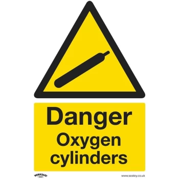 Sealey - SS61P1 Warning Safety Sign - Danger Oxygen Cylinders - Rigid Plastic