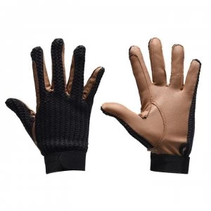 Just Togs Togs Crochet Equesgrian Gloves Womens - Black/Tan