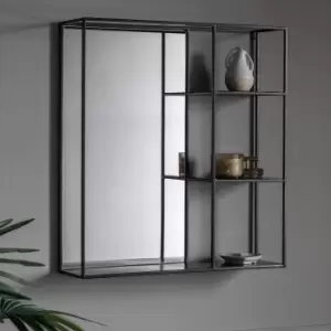 65cm Black Mirror with Shelf