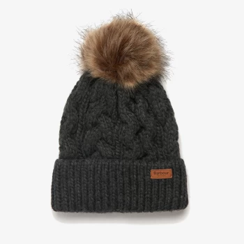 Barbour Womens Penshaw Cable-Knit Beanie - Charcoal