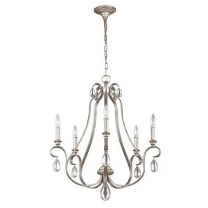 5 Light Chandelier Silver Finish, E14