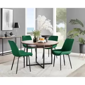 Furniture Box Adley Brown Wood Storage Dining Table and 4 Green Pesaro Black Leg Chairs