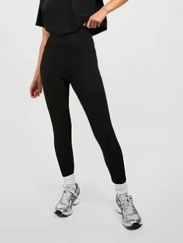 Boohoo Soft Rib Knit Leggings - Black, Size L, Women