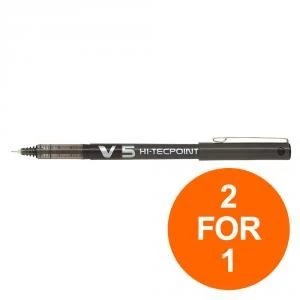 Pilot V5 Hi Tecpoint Rollerball Pen Liquid Ink 0.5mm Tip Blk Ref V501