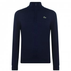 Lacoste Quarter Zip Knit Pullover - Navy