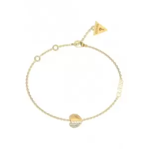 Lovely Guess Plain Pave Heart Charm Gold Bracelet UBB03036YGL