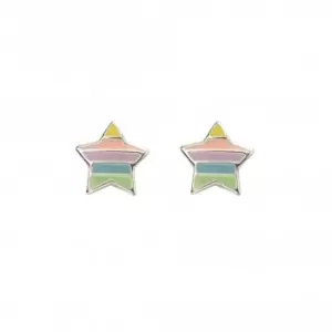 Sterling Silver Enamel Rainbow Star Stud Earrings A2056