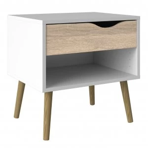 Viken 1 Drawer Bedside Unit - White and Oak