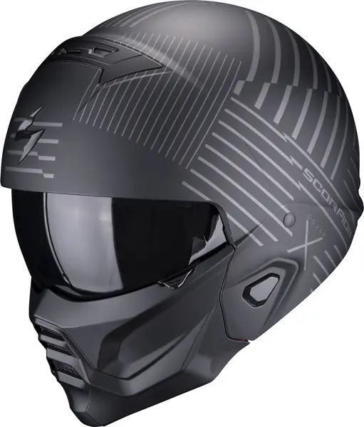 Scorpion Exo-Combat II Miles Matt Black-Silver Jet Helmet L