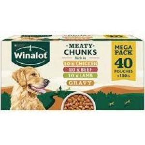 WINALOT Mixed in Gravy Dog Food Pouches 40x100g