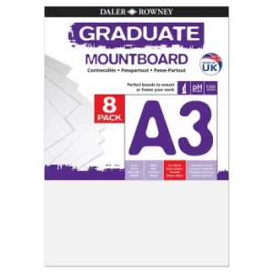 Graduate Mount Board A3 1250 Microns 8 Pack, White