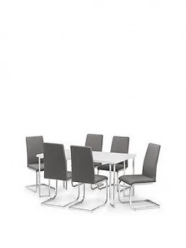 Julian Bowen Manhattan Gloss 150 Cm Dining Table + 6 Roma Chairs