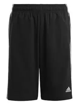 adidas Sportswear Junior Essentials 3 Stripe Woven Short, Black/White, Size 7-8 Years