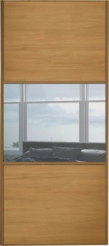 Wickes Sliding Wardrobe Door Wideline Oak Panel and Mirror - 2220 x 914mm