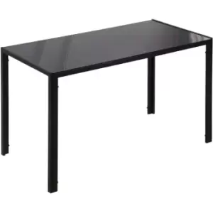 Modern Rectangular 4 Seater Dining Table with Tempered Glass Top - Black - Homcom