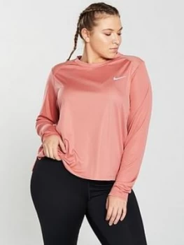 Nike Long Sleeve Miler Top Curve Pink Size 22 242X Women