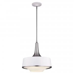 4 Light Dome Ceiling Pendant White, Brushed Steel, E27