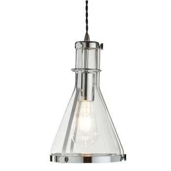 Searchlight Lighting - Searchlight Metal And Glass - 1 Light Dome Ceiling Pendant Chrome Conical Glass, E27