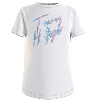 Tommy Hilfiger KG0KG05870-YBR Girls Childrens T shirt in White - Sizes 8 years,10 years,12 years,14 years,16 years