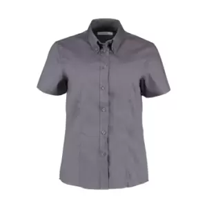 Kustom Kit Ladies Corporate Oxford Short Sleeve Shirt (16) (Charcoal)