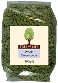 Tree of Life Whole Green Lentils - 500g x 6