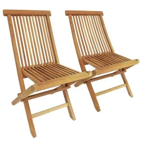 Charles Bentley Teak Folding Chairs - Set of 2