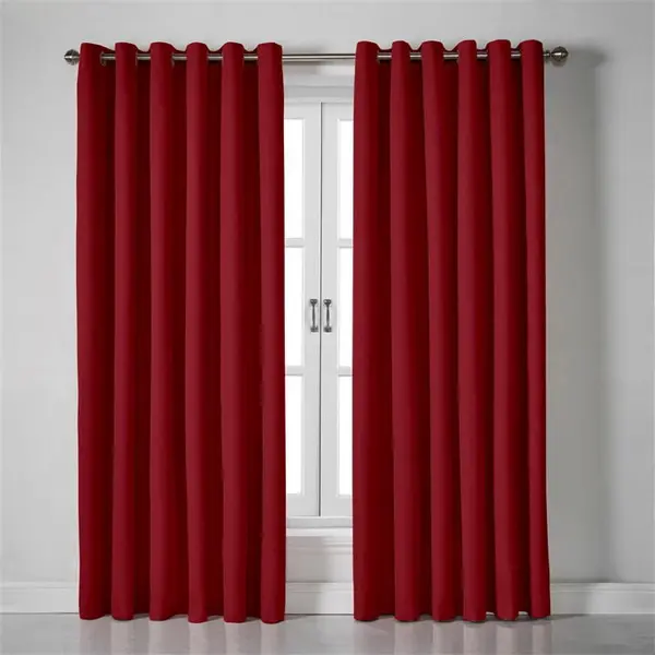 Other Blackout Linen Look Ring Top Eyelet Curtains - Red 229 x 229c