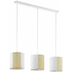 Hanging Ceiling Pendant Light White Seagrass 3x 40W E27 Hallway Feature Lamp