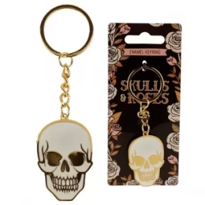 Skulls and Roses Enamel Keyring