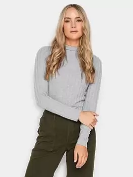 Long Tall Sally Wide Rib Soft Grey Top, Grey, Size 18, Women