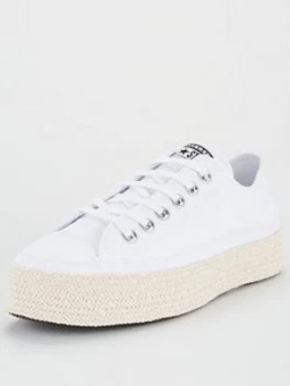 Converse Chuck Taylor All Star Espadrilles - White/Black, Size 4, Women