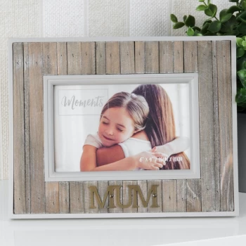 6" x 4" - Moments Wood Plank Photo Frame - Mum