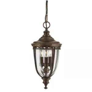 IP23 3 Bulb Classic Chain Lantern Light British Bronze LED E14 60W