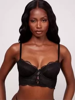 Boux Avenue Maie Longline Bra - Black, Size 36G, Women