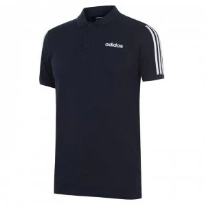 adidas Mens Cotton 3-Stripes Polo Shirt - Navy/White