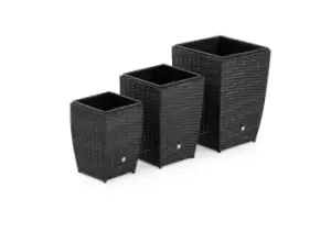 Maze Set of 3 Shaped Rattan Planters - Grey