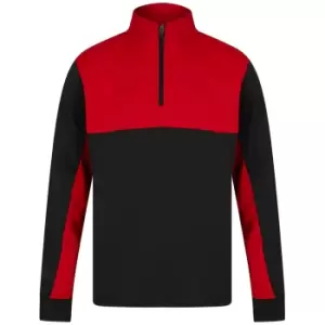 Finden & Hales Unisex Adult Quarter Zip Fleece Top (M) (Black/Red)