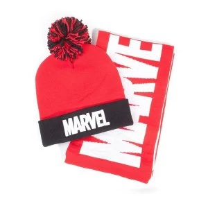 Marvel Comics - Logo Unisex Bobble Beanie & Scarf Gift Set - Multi-Colour